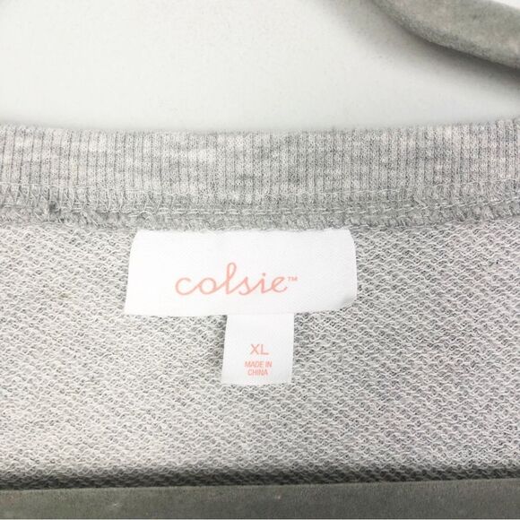 COLSIE | Gray Leopard Animal Print Cropped Loungewear Sweatshirt Women’s Size XL - Picture 7 of 9